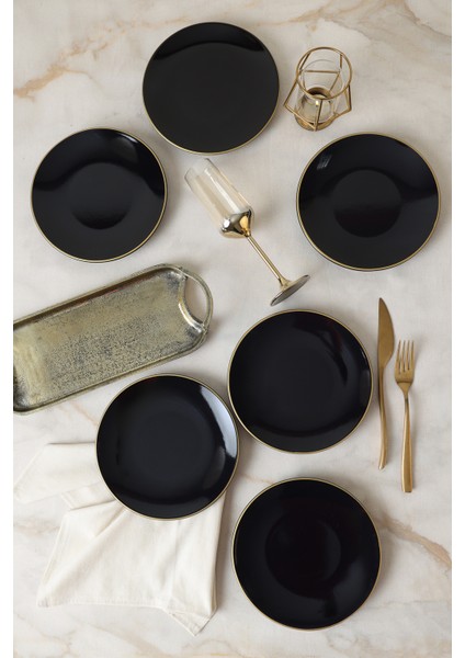 Siyah Gold Ege Pasta Tabağı 20 cm 6 Adet fırsatları