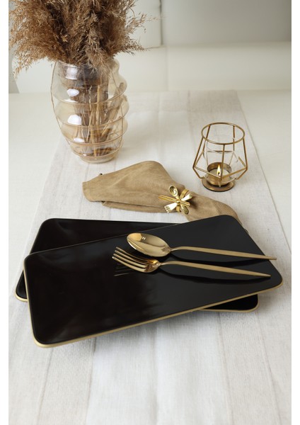 Siyah Gold Siera Kayık Tabak 33*17 cm 2 Adet modelleri