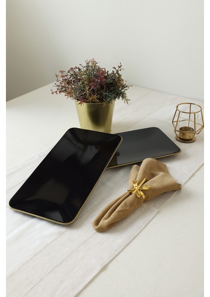 Siyah Gold Siera Kayık Tabak 33*17 cm 2 Adet fırsatları
