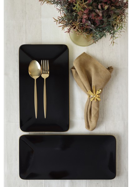 Siyah Gold Siera Kayık Tabak 33*17 cm 2 Adet indirimleri