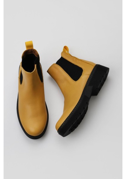 Sarı Flotter Deri Kadın Düz Bot 01WR4900 01WR4900