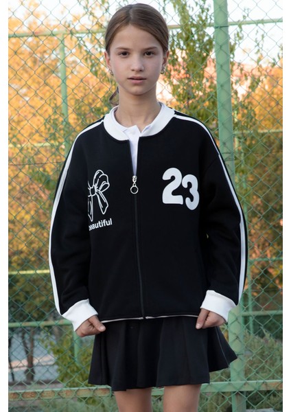 Siyah Beautifull Yazılı Kolu Şeritli Kız Çocuk Kolej Hırka 21190 fırsatları