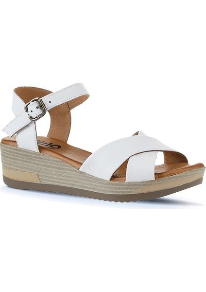 Beyaz Deri Kadın Dolgu Topuklu Sandalet 01WL3303 01WL3303 modelleri