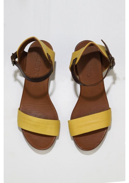 Sarı Deri Kadın Topuklu Sandalet 01WJ1802 01WJ1802