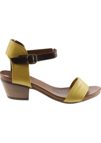 Sarı Deri Kadın Topuklu Sandalet 01WJ1802 01WJ1802 fiyatları