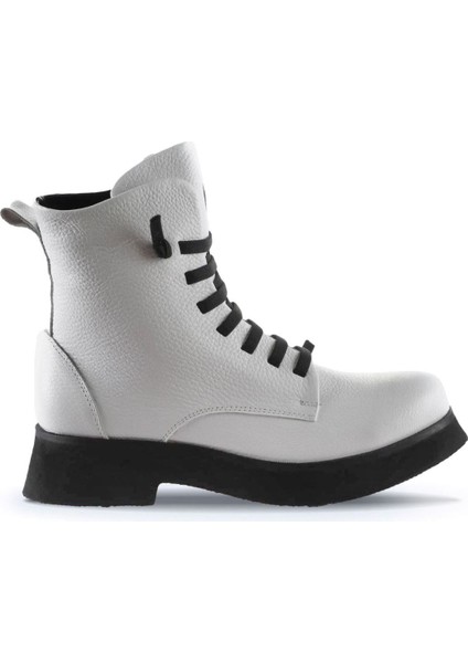 Beyaz Flotter Deri Kadın Dolgu Topuklu Bot 01WR8803 01WR8803