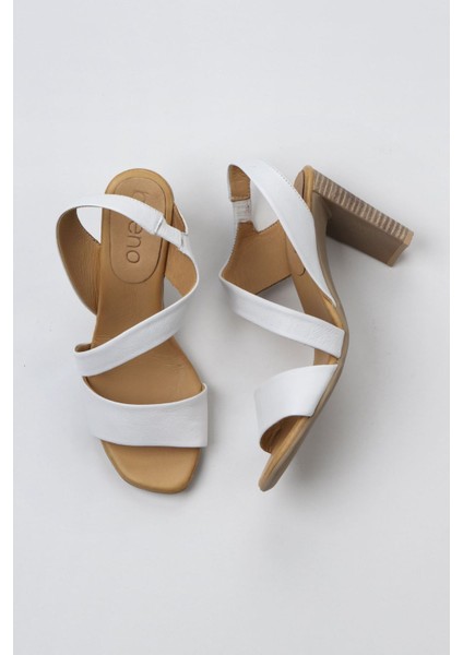 Beyaz Deri Kadın Topuklu Sandalet 01WN4100 01WN4100