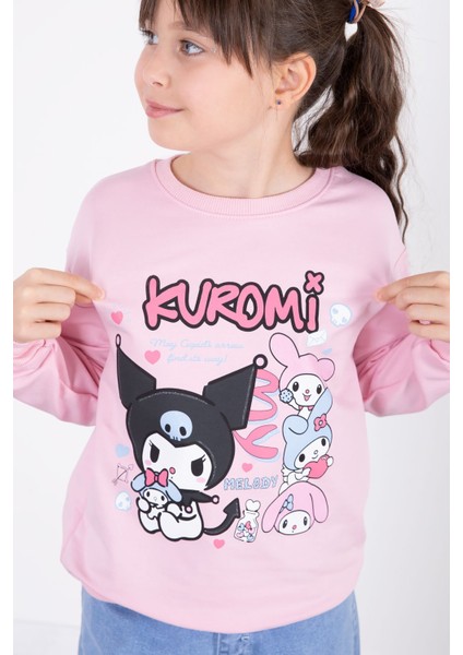 Pembe Simli Baskılı Badili Jean Pantolonlu Kız Çocuk 2li Takım 22756 modelleri