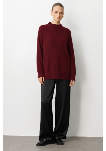 Basic Yarım Balıkçı Bordo Triko Kazak fiyatları