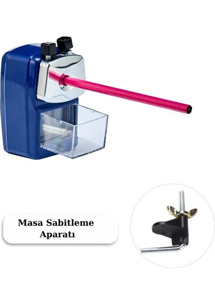 Masa Tipi Metal Kollu Büyük Lacivert Kalemtraş 6732