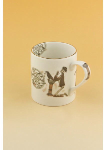 Marjinal Altın Yaldızlı Porselen Kupa