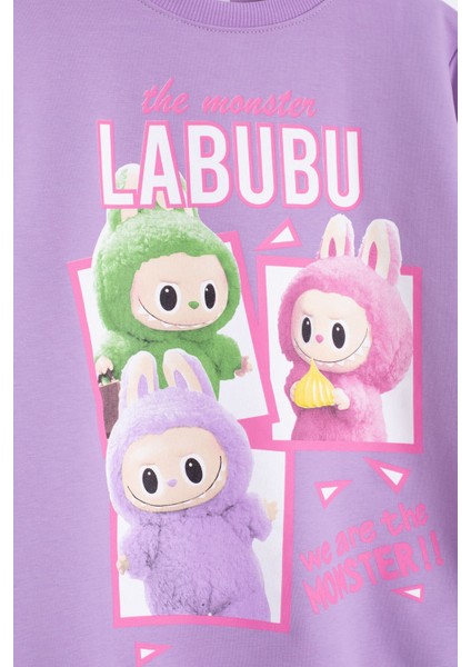 Lila Karakter Baskılı Bisiklet Yaka Kız Eşofman Takımı 23277 fiyatları