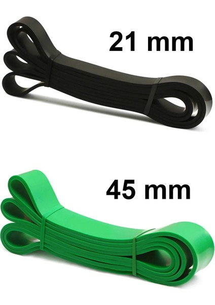 2 Li Resistance Powerband Güç Bandı Seti Direnç Lastiği Squat Aerobik Bandı 45MM + 21 mm Yeşil-Siyah indirimleri