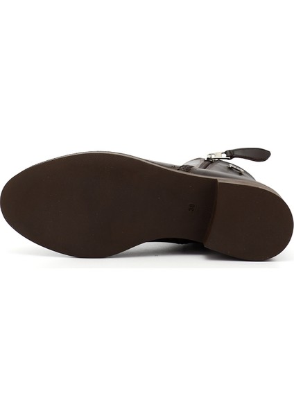 Kadın Kahverengi Kalın Topuklu Çift Fermuarlı Bot fırsatları