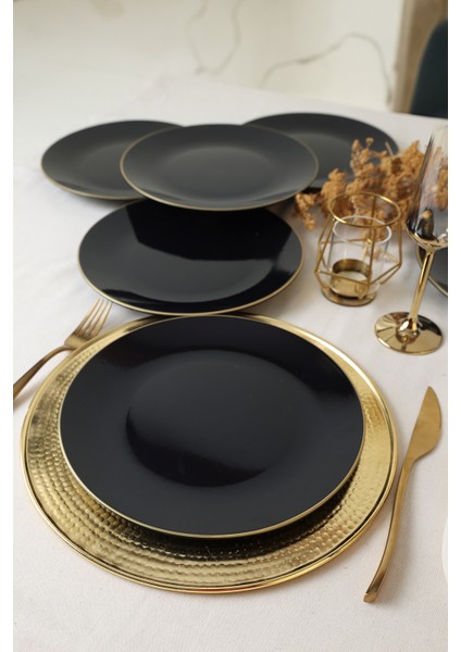 Siyah Gold Ege Servis Tabağı 26 cm 6 Adet