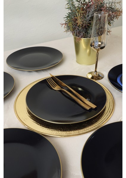 Siyah Gold Ege Servis Tabağı 26 cm 6 Adet fiyatları