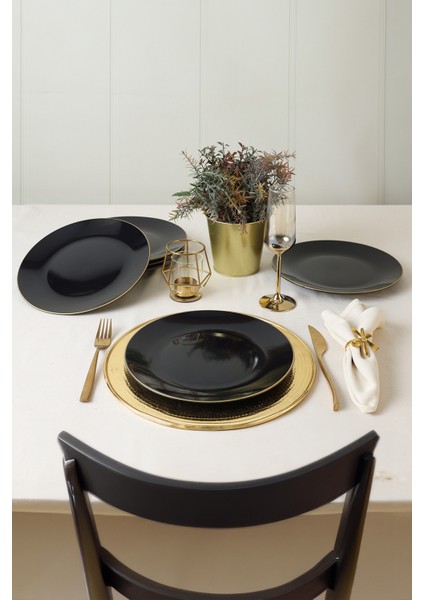 Siyah Gold Ege Servis Tabağı 26 cm 6 Adet modelleri