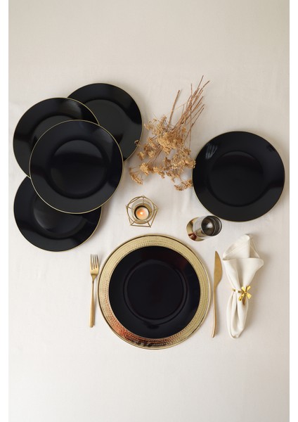 Siyah Gold Ege Servis Tabağı 26 cm 6 Adet fırsatları