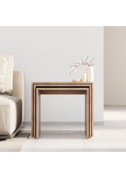 Adore Trıple Zigon Sehpa - Florida Meşe 55X47X40 cm