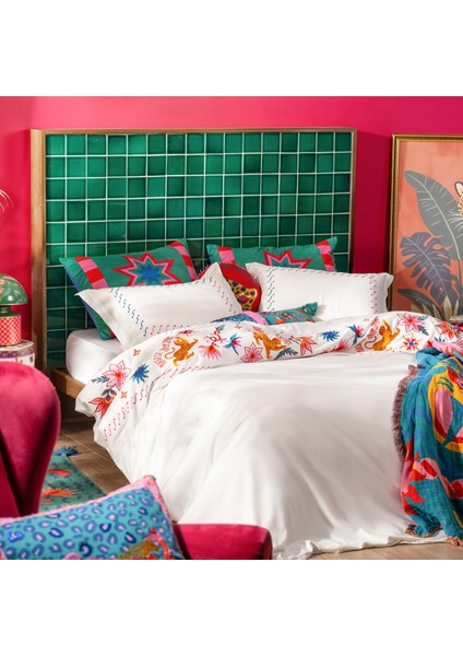 Kadmos 200 Tc Nakışlı Bambu Nevresim Takımı 160X220 cm Ekru