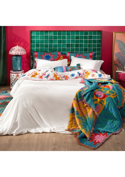 Kadmos 200 Tc Nakışlı Bambu Nevresim Takımı 160X220 cm Ekru