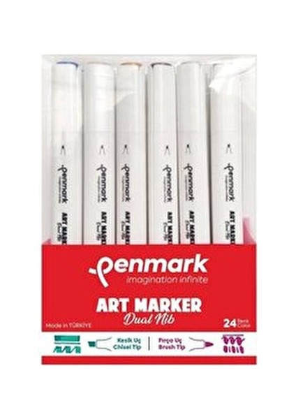 Art Marker Dual Nib Fırça Uç ve Kesik Uç 24 Renk Set Yerli Üretim modelleri