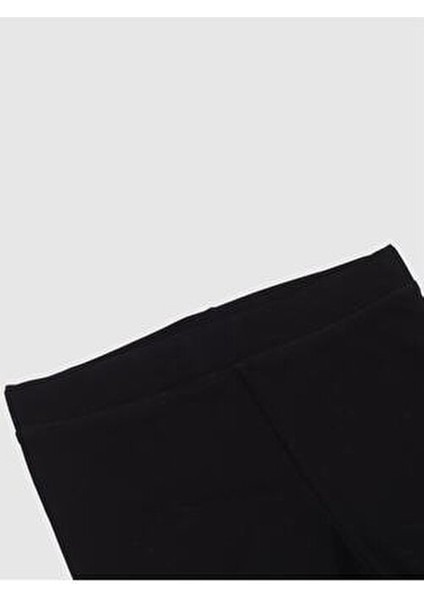 Kız Çocuk Tayt Siyah Renk Pamuklu 2 Adet Uzun Paça Tasarımıyla