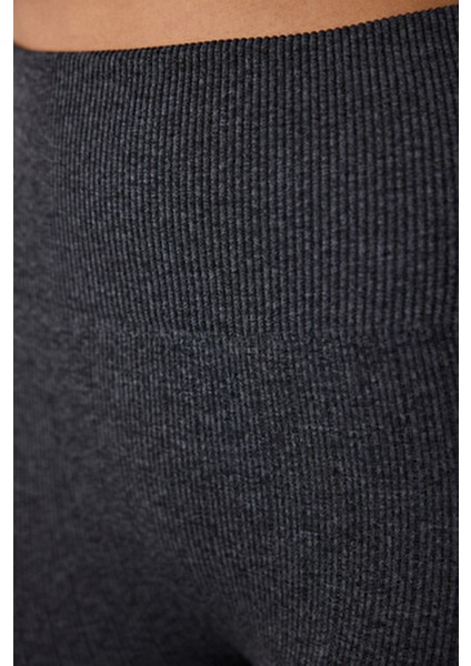 Seamless Dikişsiz Kadın Tayt Koyu Gri Orta Kalınlıkta Modern Tasarım