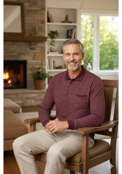 Erkek Kışlık Polo Yaka Kazak Pamuklu Örme Klasik Kırçıllı Selanik Düğmeli Fleto Cepli Rahat fırsatları