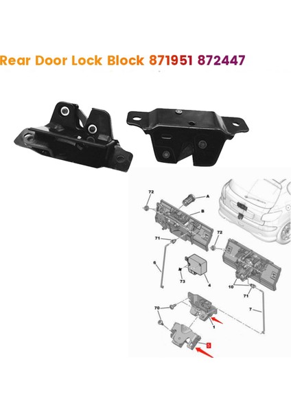 1 Takım Araba Arka Kapı Kilidi + Blok 871951 8724C0 872447 Peugeot 206 207 Citroen C2 2005-2008 Arka Bagaj Bloğu Mandalı (Yurt Dışından) fiyatları