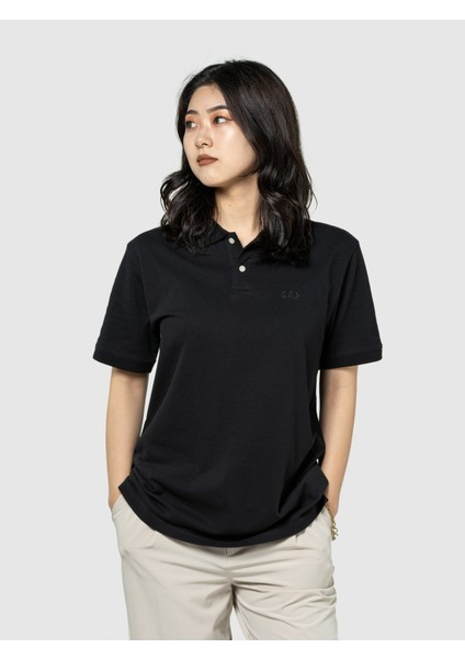 Erkek Siyah Gap Logo Piqué Polo Yaka T-Shirt