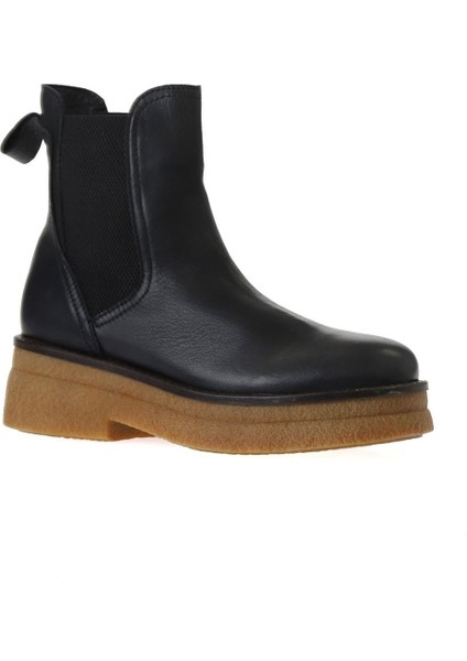 Siyah Deri Kadın Düz Bot 01WV0214 01WV0214 modelleri