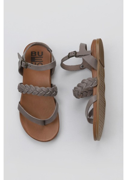 Gri Deri Kadın Parmak Arası Sandalet 01WU4201 01WU4201