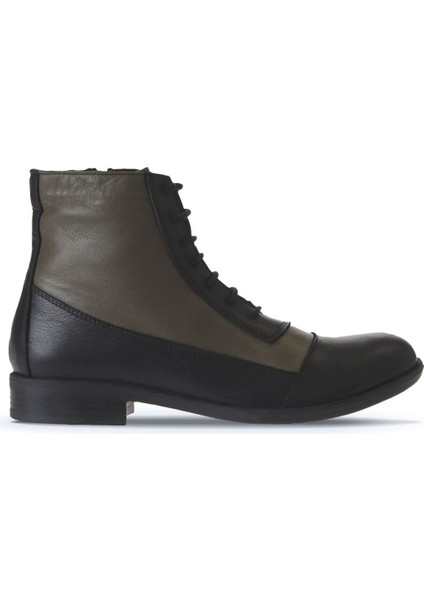Siyah Yeşil Deri Kadın Düz Bot 01WT2601 01WT2601 fiyatları