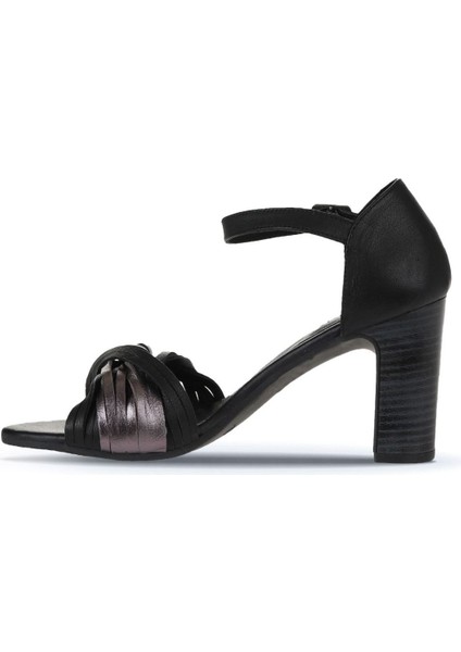Siyah Multi Deri Kadın Topuklu Sandalet 01WN4319 01WN4319 fırsatları