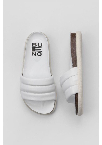 Beyaz Deri Kadın Düz Terlik 01WU4710 01WU4710