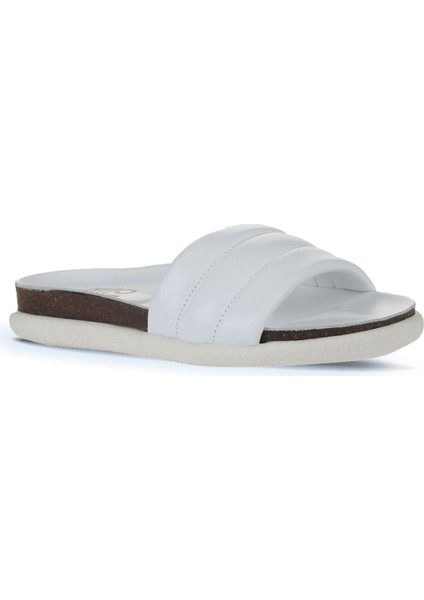 Beyaz Deri Kadın Düz Terlik 01WU4710 01WU4710 modelleri