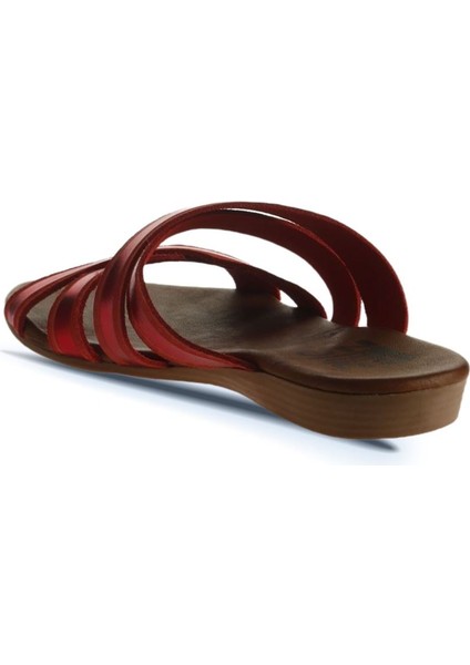 Kırmızı Parlak Deri Kadın Düz Terlik 01WU7424 01WU7424 fırsatları
