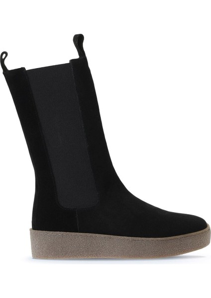 Siyah Süet Kadın Düz Bot 01WT3004 01WT3004