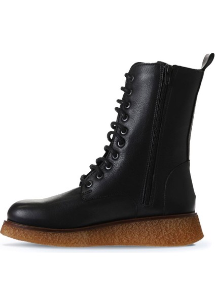 Siyah Deri Kadın Düz Bot 01WV5200 01WV5200 modelleri
