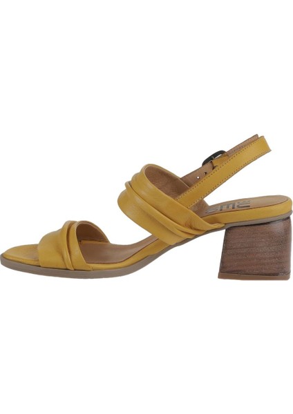 Sarı Deri Kadın Topuklu Sandalet 01WS1400 01WS1400 fırsatları