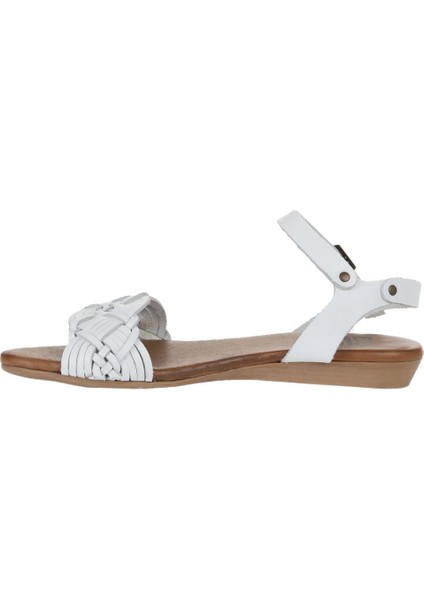 Beyaz Deri Kadın Düz Sandalet 01WU7450 01WU7450 fırsatları
