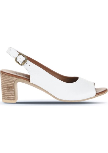 Beyaz Deri Kadın Topuklu Sandalet 01WN1517 01WN1517