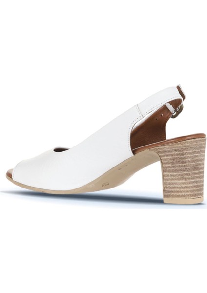 Beyaz Deri Kadın Topuklu Sandalet 01WN1517 01WN1517 fırsatları