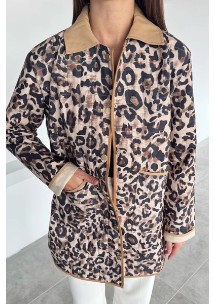 Leopar Desenli Ön Çıtçıtlı Trençkot P-00018858 fiyatları