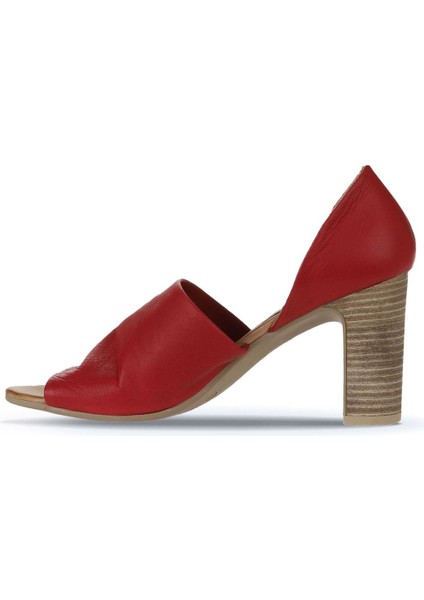 Kırmızı Deri Kadın Topuklu Sandalet 01WN4306 01WN4306 fırsatları