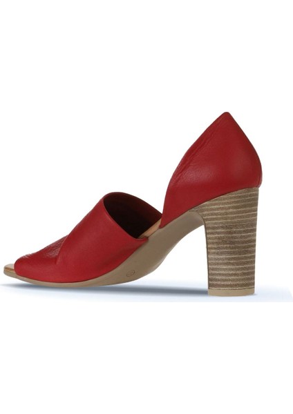 Kırmızı Deri Kadın Topuklu Sandalet 01WN4306 01WN4306 indirimleri