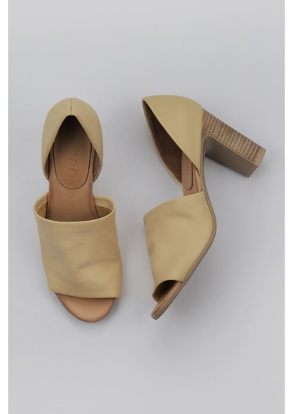 Sarı Deri Kadın Topuklu Sandalet 01WN4306 01WN4306