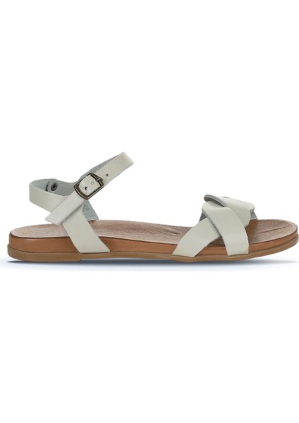 Yeşil Deri Kadın Düz Sandalet 01WU4253 01WU4253