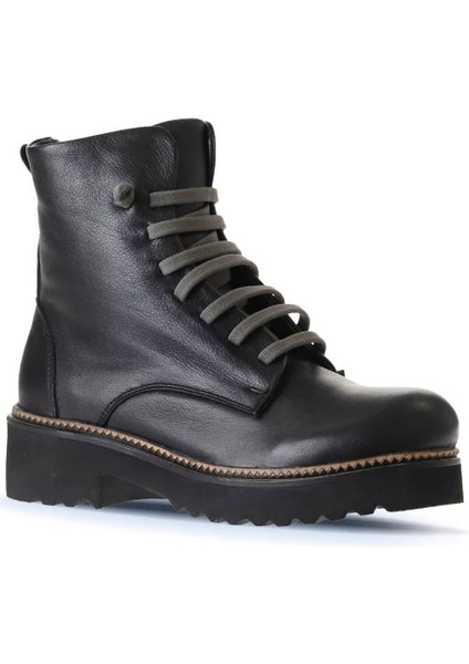 Siyah Gri Deri Kadın Düz Bot 01WT0813 01WT0813 modelleri